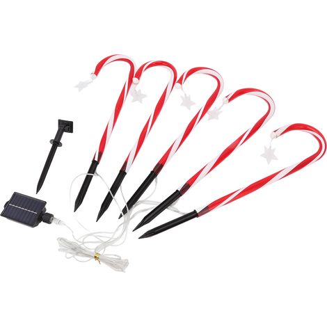 Guirlande lumineuse de Noël en forme de canne à sucre (1 pour 5), étanche IP65, 8 modes d'éclairage, batterie 600 mAh, pour balise lumineuse extérieure. (1/5)