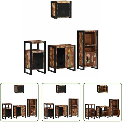 vidaXL Meubles murales - Ensemble de mobilier de salle de bain 4 pcs Bois Recyclé Solide (1/5)