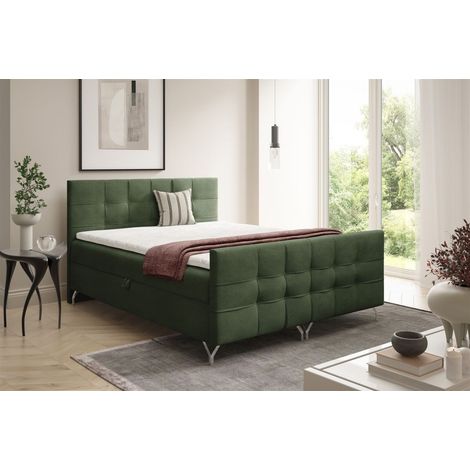 Boxspringbett Schlafzimmerbett PERLA PREMIUM 160x200cm Stoff Coral Grün