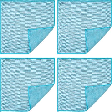 Juego de 4 paños de cocina multiusos de microfibra turquesa, 30,5 x 30,5 cm.