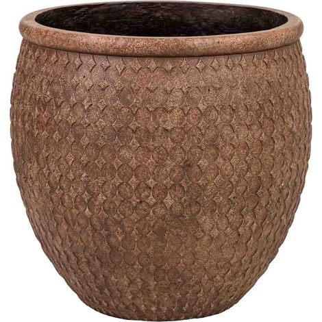Macetero de fibra de vidrio marrón rojizo 33x33x33cm
