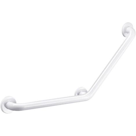 Barre de maintien coudée 135° – Inox 304 époxy blanc – 450 x 450 mm – Charge maximale 200 kg – 3 points de fixation invisibles - 45cm45cm (1/4)