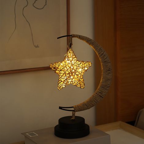 Lampe Décorative LED - Forme D'étoile - Câble En Cuivre Torsadé À La Main - Structure En Fer - Alimentation Par 3 Piles AA - 1 Pièce (1/5)
