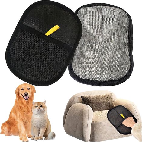2 Pièces Gant Ramasse Poils Animaux, Gants De Toilettage Double Face Pour Chiens Et Chats, Gant Poils Animaux, Pour Animal Domestique, Chat, Chien, Pour Canapé, Meubles, Tapis (1/5)