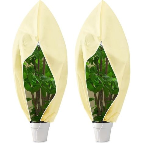 Voile d'Hivernage pour Plantes Extérieur 120x180 cm, 2 Pcs Housses de Protection Contre Le Gel, Couverture Végétale Protection pour Plantes, Toile Hivernage Plante Réutilisable avec Cordon de Serrage