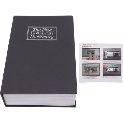 Livre coffre-fort innovant moyen dictionnaire détournement avec serrure codée pour stocker de l'argent bijoux cartes Documents noir (1/5)