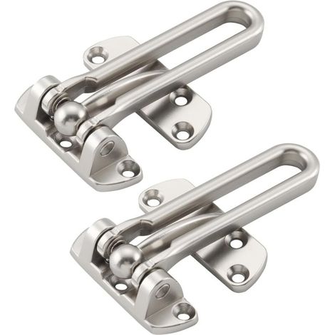 Loquet de serrure de porte à barre pivotante, loquet de sécurité de porte pour la sécurité, fermoir de protection de loquet de porte renforcé (paquet de 2) (1/4)