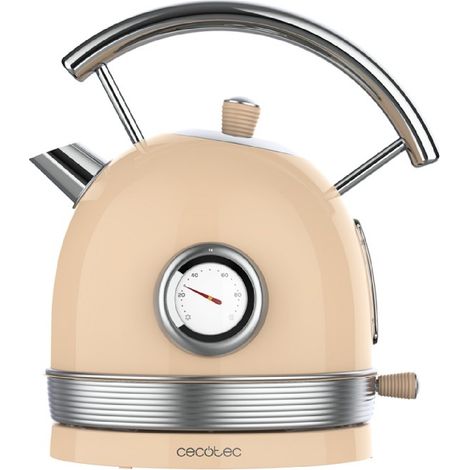 Cecotec Hervidor de Agua Eléctrico ThermoSense 420 Light Beige. 1,8 Litros de capacidad, 2200 W, Medidor de Temperatura