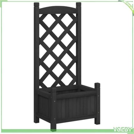 Jardinière avec treillis - FAF EICY - 365484 - Bois de sapin massif - Noir - 40 x 30 x 90 cm (1/5)