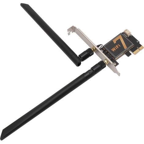 Carte WiFi PCI Ex1 pour PC de Bureau, Adaptateur Réseau Fil BE200NGW 8774Mbps WiFi 7 Bluetooth 5.4, Adaptateur Réseau PCI Express avec Antenne 8DB, Prend en Charge 2,4G/5G/6G, MU-MIMO et (Pas (1/5)