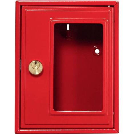 Boîtier de Secours en Cas d'Urgence avec Marteau, pour Clé d'urgence, 1 Crochet, 2 Clés, en Tôle d'Acier, Hauteur: 167 mm, 6161, Rouge (1/4)