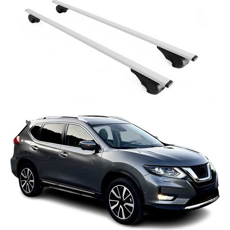 OMAC Barres de toit pour Nissan X-Trail III T32 2013-2021 – TÜV / DIN 75302:2019 – Antivol inclus – Charge max 75 kg – 2 barres Argent (1/4)