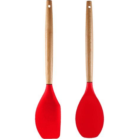 Ensemble Ustensiles Cuisine - Silicone Et Bois - Pour Casseroles Antiadhésives - Cuisson Et Service - Lot De 2 Pièces (1/5)