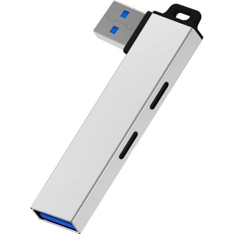 Hub USB 3.0 portable en alliage d'aluminium, station d'accueil USB 3.0 pour ordinateurs portables et de bureau, Plug and Play, hautes performances, argent (1/4)