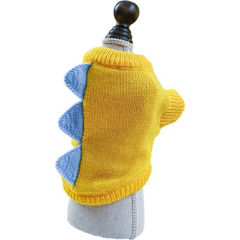 1 pull pour chien, en maille torsadée, polyester, jaune, taille S/M/L/XL, pour chiots et petits chiens (1/5)