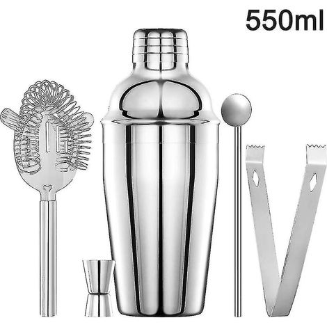 5-teiliges Cocktailset, Cocktailshaker aus Edelstahl