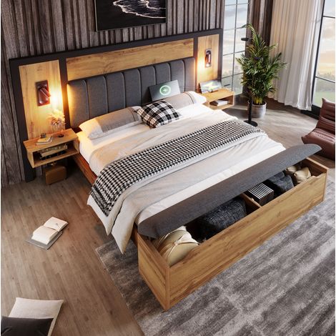 Letto matrimoniale contenitore in metallo e legno DESVIAE (1/5)