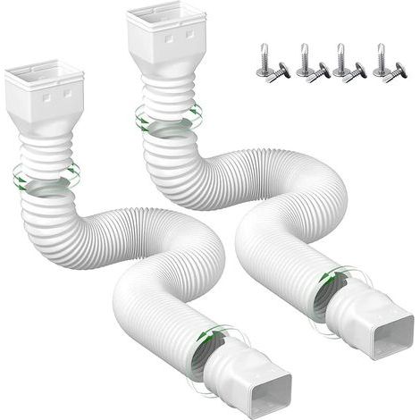 Lot de 2 rallonges de bec de descente de gouttière flexibles 53-152 cm – Matériaux ABS et polypropylène – Installation facile avec vis incluses (1/5)