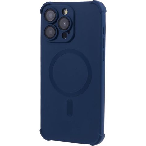 Étui en silicone pour iPhone 15 Pro, magnétique, compatible MagSafe, bleu marine (1/5)