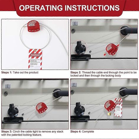 Verriegelungskabel mit Verriegelungslasche, verstellbares Verriegelungskabel, vinylbeschichtetes Stahlkabel für die Wartung und Reparatur von Geräten (1/5)