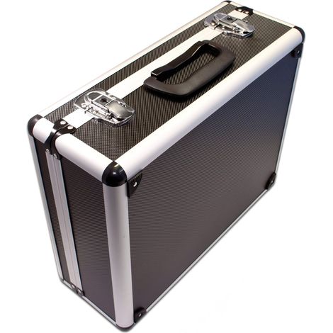 Peaktech 7300 - Custodia Universale per Strumenti di Misura, Alluminio Resistente, Vano Porta Attrezzi, Imbottitura in Schiuma, Lucchetto, Antipolvere, Carico utile max 20 kg, Nero, 320 x 250 x 150 mm (1/4)
