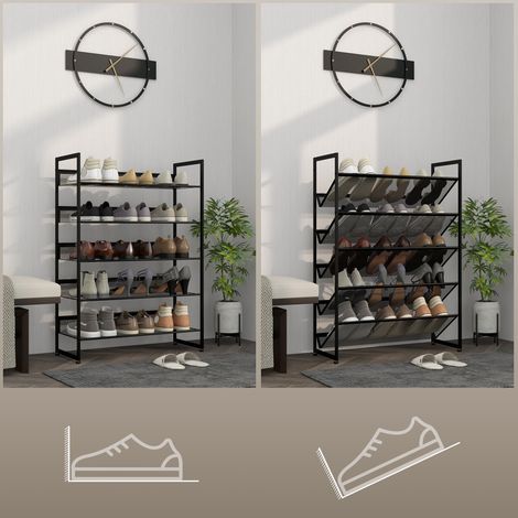 Schuhregal, Schuhständer, 5 Ablagen, 72 cm x 30 cm x 102 cm, Schwarz (1/5)