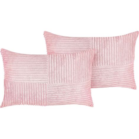 Dekokissen 2er Set MILLET Cord 30 x 50 cm Rosa Geometrisches Muster (1/5)