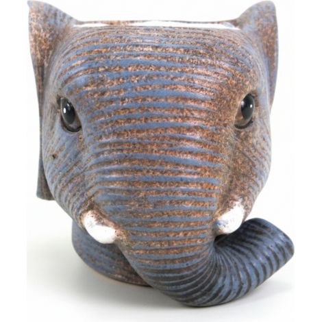 Pot de fleurs éléphant décoratif gris-bleu pour plantes et succulentes D11/12 x 10 cm - PANGIVO (1/5)