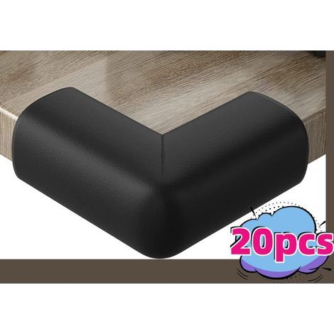 20 Protections Coins en Caoutchouc - Coussin Large pour Protection Maximale de Bébé - Protège-Coin de Table - avec Adhésif Double Face Pré-Fixé - Produit Certifié (Noir) (1/3)