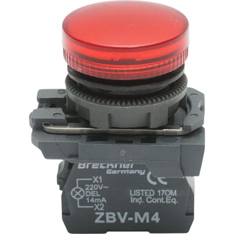 Indicatore di segnale LED rosso 220V, 14mA, TB5 Breckner Germany (1/5)
