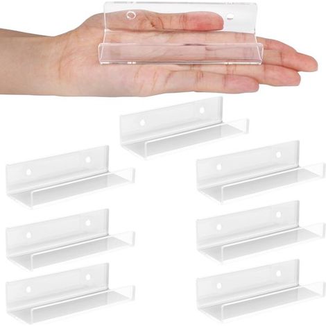 8 Stück 10 cm Wandmontiertes Schallplattenregal transparenter Acryl Schallplattenhalter, Kinderbücherregal, schwebende Wandregale für Badezimmer, (1/5)
