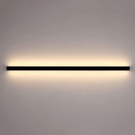 Applique murale/lampe de chevet minimaliste, longue, moderne, simple, linéaire, sans fil, rechargeable, lumière LED pour le mur de fond de la chambre principale,Noir neutre brillant 60 cm (1/5)