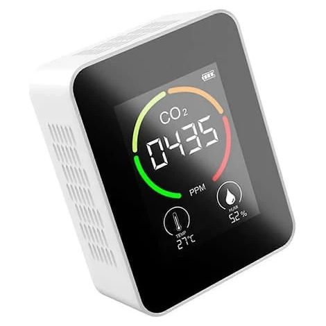 Capteur de CO2, thermomètre et hygromètre portable 3 en 1 blanc (1/4)