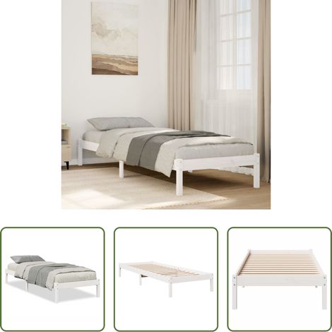 Kiefernholzbett - Massivholzbett Extra Lang ohne Matratze Weiß 80x220 Kiefernholz (1/5)