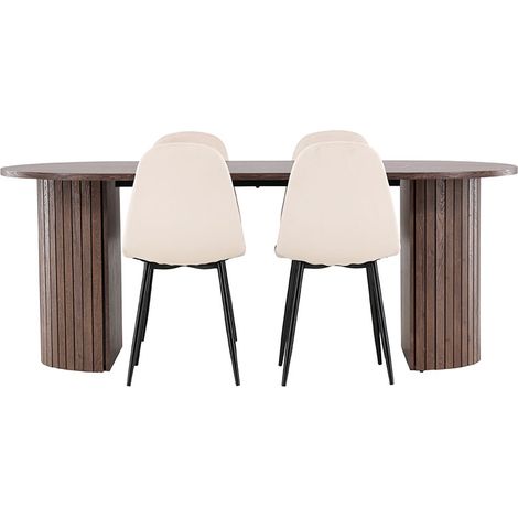 Härön Essgruppe Tisch 90x200cm und 4 Velours Stühle mocca. (1/4)