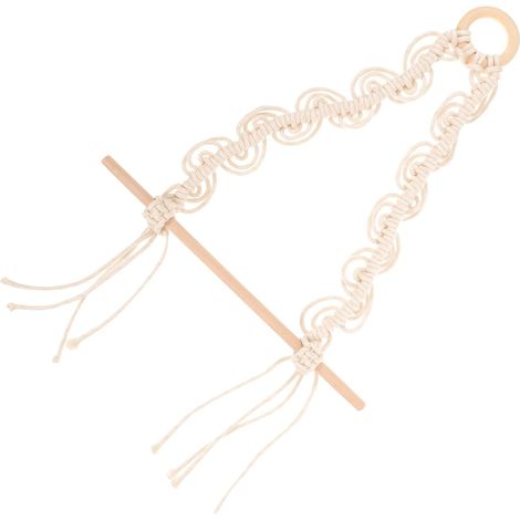 Porte-Rouleau Support Décoratif Bohème Simple de Papier Essuie-Tout Mural Tissé en Bois et Corde de Coton Beige et pour Salle de Bain Décoration Murale (1/5)