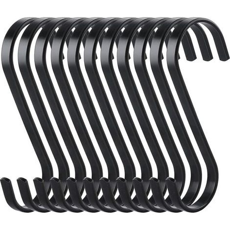 10pcs Crochets Plats en S de Suspension en Acier Inoxydable Crochet de Cuisine Robuste,Multifonctions Crochets pour de Cuisine ou à Viande Boucher Vêtements Plantes Outils de Jardinage,Noi (1/5)