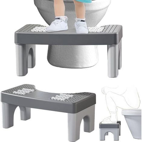 Tabouret de toilette pour adultes avec massage des pieds améliore la posture des toilettes et aide à la constipation, aux hémorroïdes et au syndrome du côlon irritable (1/5)
