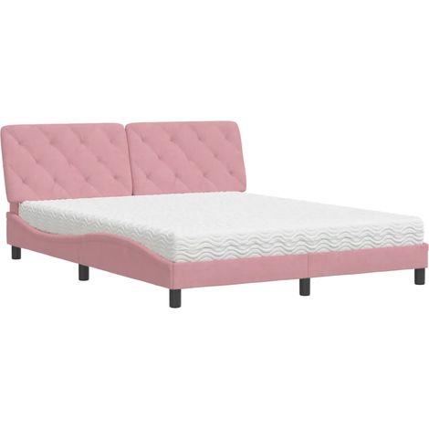 Maison Exclusive - Letto con Materasso Rosa 160x200 cm in Velluto (1/5)