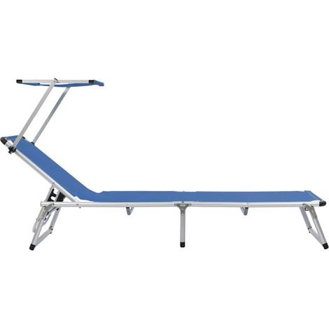 Maison Exclusive - Lettino Prendisole Pieghevole Tettuccio Alluminio Textilene Blu (1/5)