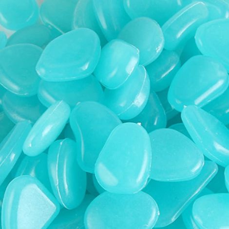 300 Pièces Pierre Lumineuse Galet Lumineux Cailloux Brillants dans Le Noir pavés pour Maison Jardin Passerelle Aquarium Patio Pelouse Décoratives Bleu Clair 17-13mm (1/5)