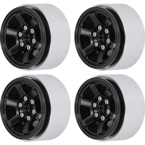 Vier 1,9-Zoll-RC-Beadlock-Felgen, CNC-gefräste RC-Felgen aus Aluminiumlegierung, passend für Axial SCX10 und HSP Modelle, schwarz. (1/5)