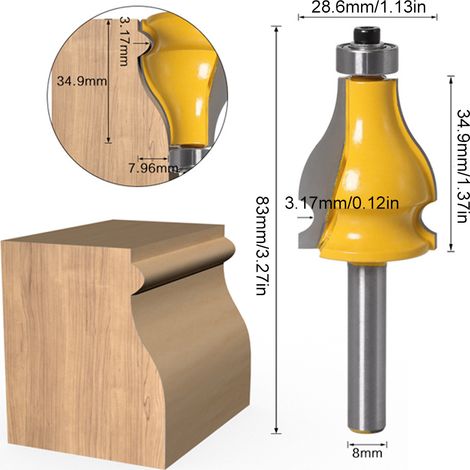 Outil de coupe pour main courante de 8 mm (lot de 2), fraise à bois, outil de coupe haut de gamme pour main courante, fraise à graver (1/5)