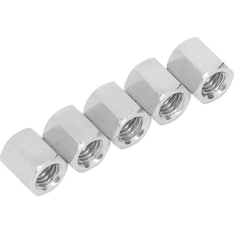 M8x1,25 Gewindeverbindungsmuttern, 14 mm Länge, Edelstahl 304, 20er-Packung, Verbindungsstück für Gewindestangen (1/5)