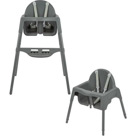 BEBECONFORT Meely Chaise haute bébé 2 en 1, évolutive en petite chaise, De 6 mois a 3 ans (15kg), Dark grey (1/5)
