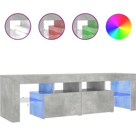Meuble TV avec lumières LED, Étagère TV, Meuble de Salon, Gris béton 140x36, 5x40 cm OIB9978E (1/5)