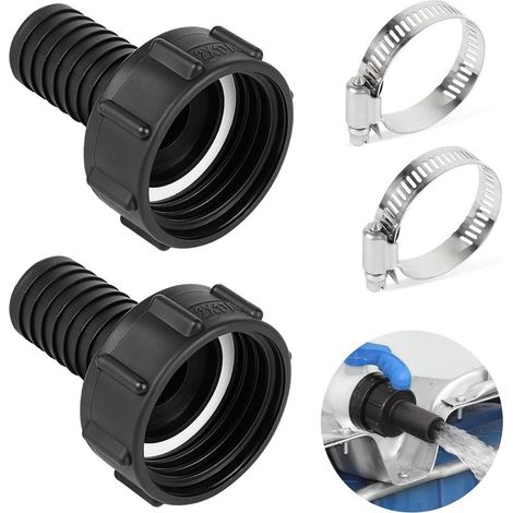 2 Pièces Adaptateur de Tuyau de Réservoir IBC S60x6, Raccord de Tuyau 60 mm Vers 38 mm Filetage Grossier, Arrosage du Jardin,Réservoir D'eau de Jardin (1/5)