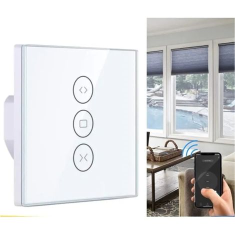 Interrupteur connecté Wi-Fi pour stores enrouleurs, interrupteur intelligent pour rideaux muraux compatible avec Alexa, Smart Life, Google Home et minuterie.