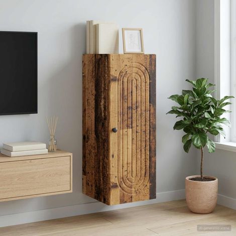 Beyamis Armoire murale en bois vieilli 33 x 34,5 x 90 cm, bois d'ingénierie (1/5)