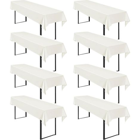 Lot de 8 nappes de table de bière Ivoire 250x100cm Polyester pour Fêtes & Événements